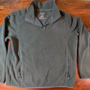 Vintage LL BEAN Sweater Fleece Pullover Mens L Green Quarter Snap Jacket
